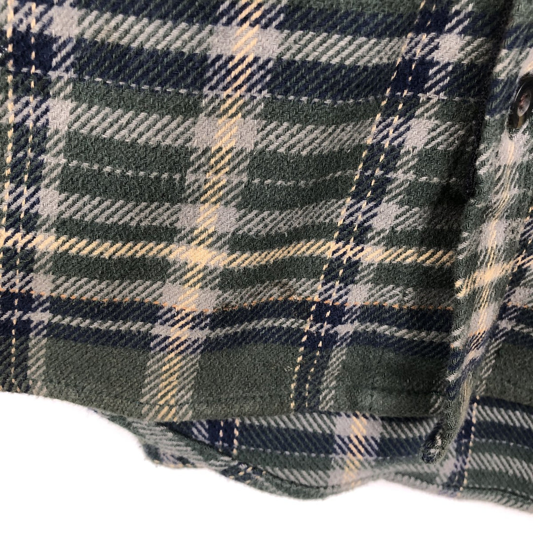 WOOLRICH Long Sleeve Flannel Check Shirt, Men's Size L cotton green type Vintage Second Hand