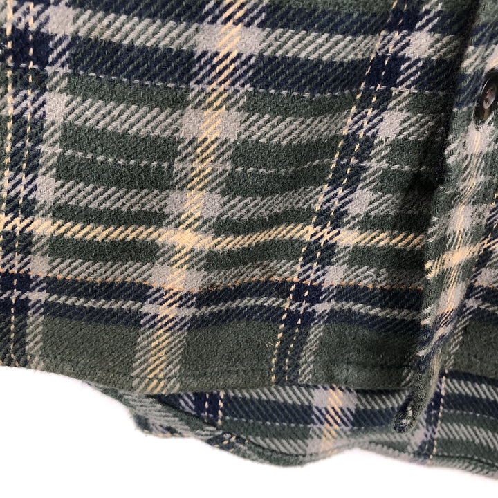 WOOLRICH Long Sleeve Flannel Check Shirt, Men's Size L cotton green type Vintage Second Hand