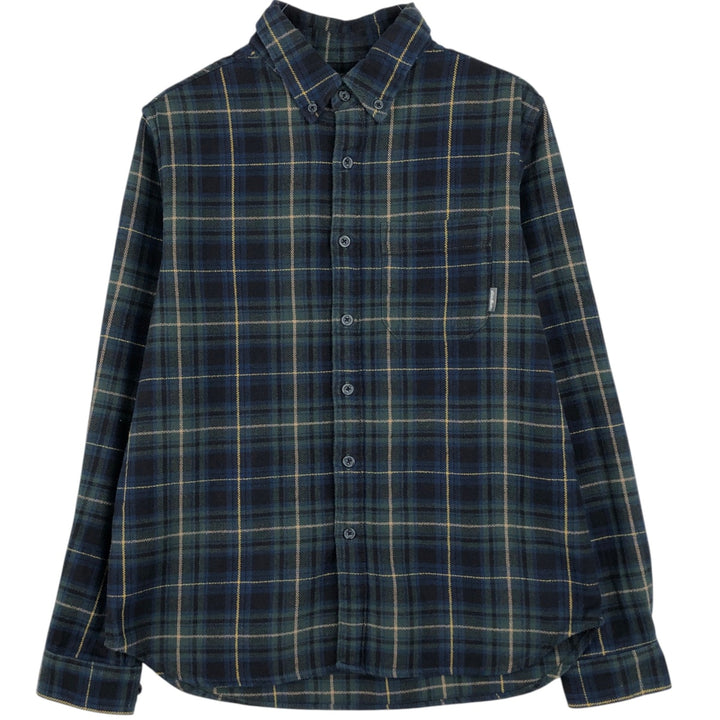 Eddie Bauer Light Flannel Check Shirt, Long Sleeve, Button-Down, Men's Size Medium cotton navy blue type Vintage Second Hand
