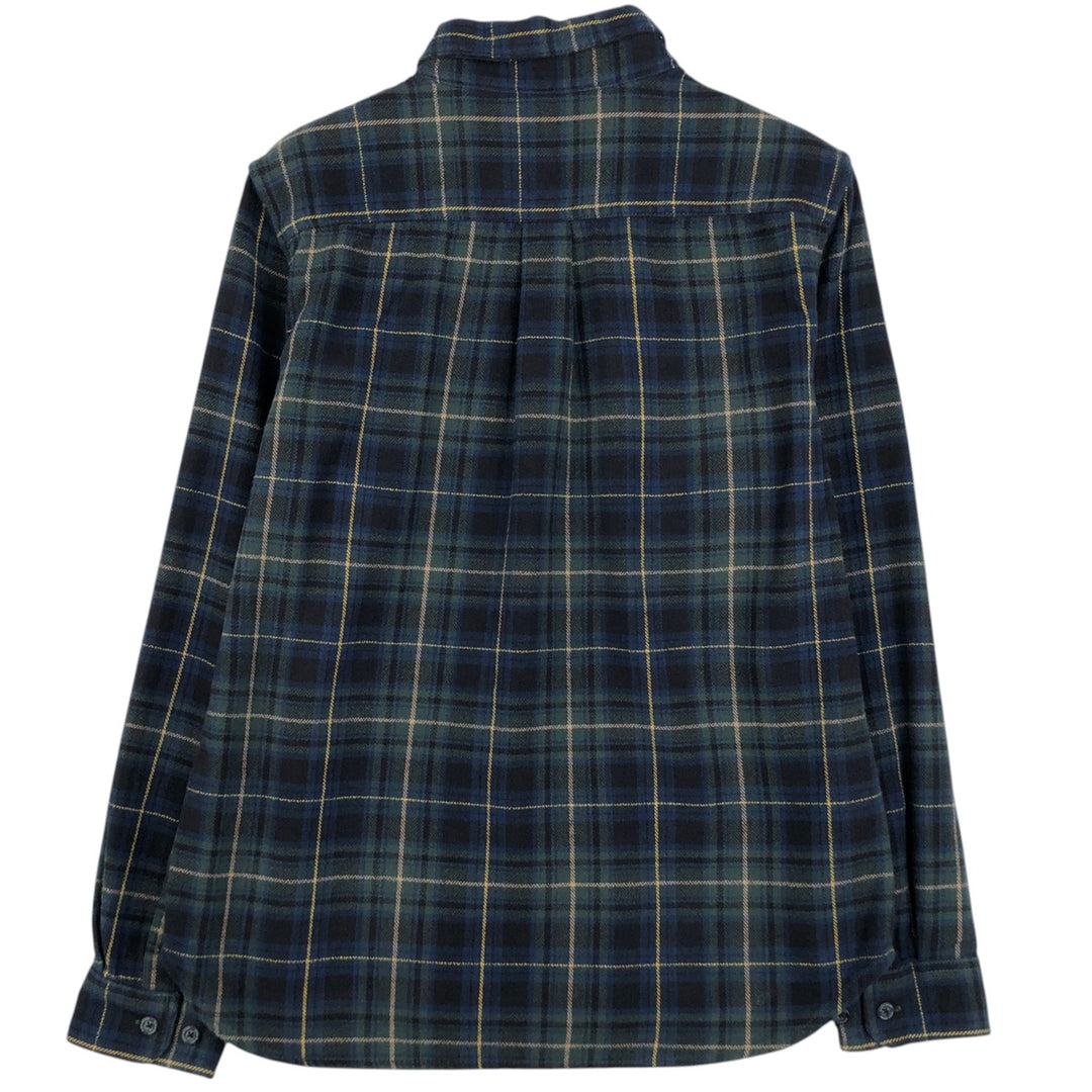 Eddie Bauer Light Flannel Check Shirt, Long Sleeve, Button-Down, Men's Size Medium cotton navy blue type Vintage Second Hand