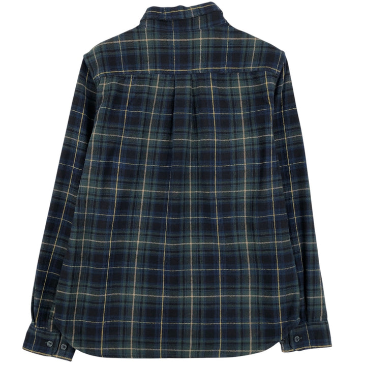 Eddie Bauer Light Flannel Check Shirt, Long Sleeve, Button-Down, Men's Size Medium cotton navy blue type Vintage Second Hand