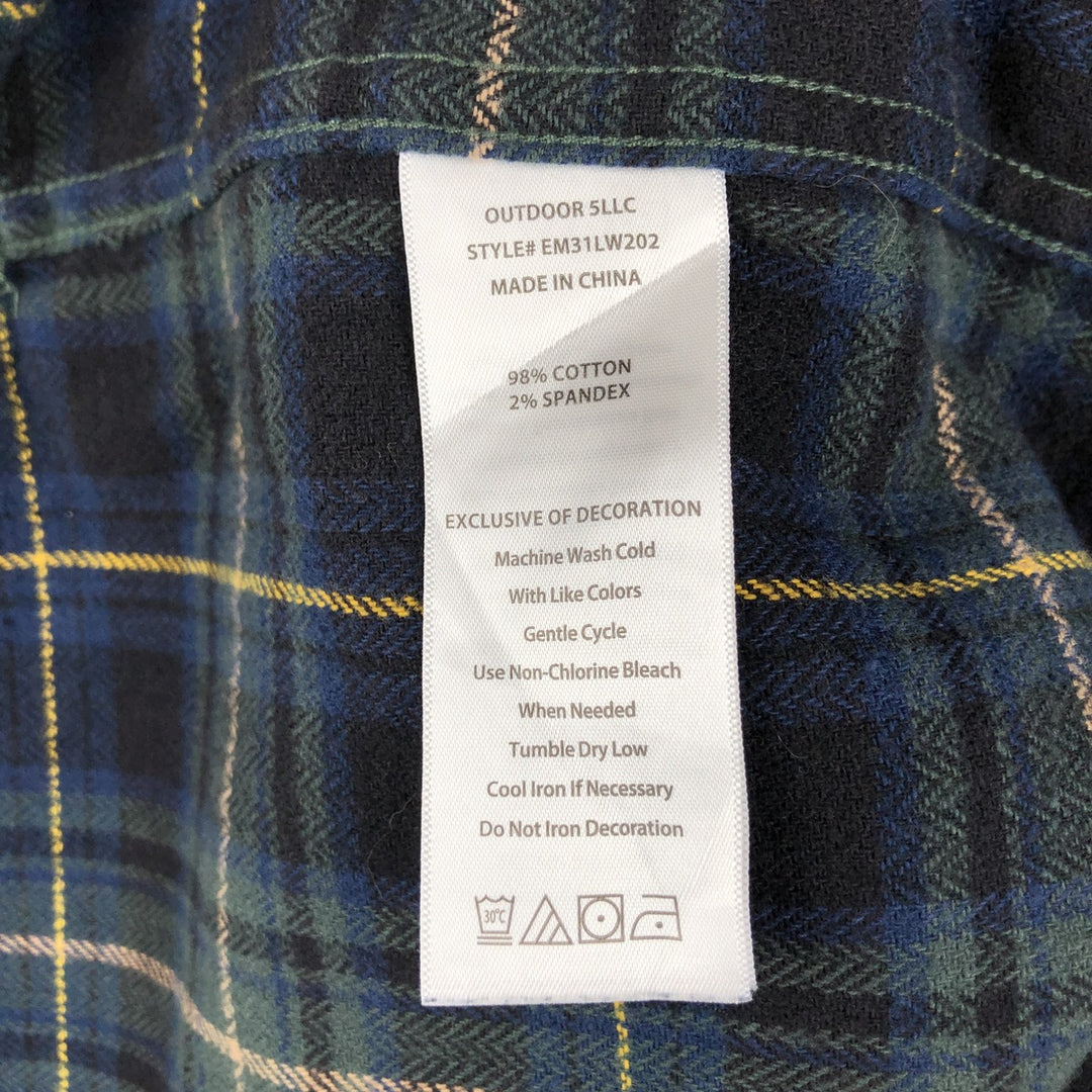 Eddie Bauer Light Flannel Check Shirt, Long Sleeve, Button-Down, Men's Size Medium cotton navy blue type Vintage Second Hand