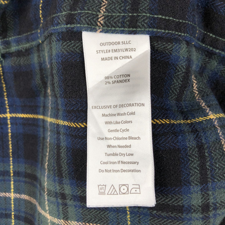 Eddie Bauer Light Flannel Check Shirt, Long Sleeve, Button-Down, Men's Size Medium cotton navy blue type Vintage Second Hand