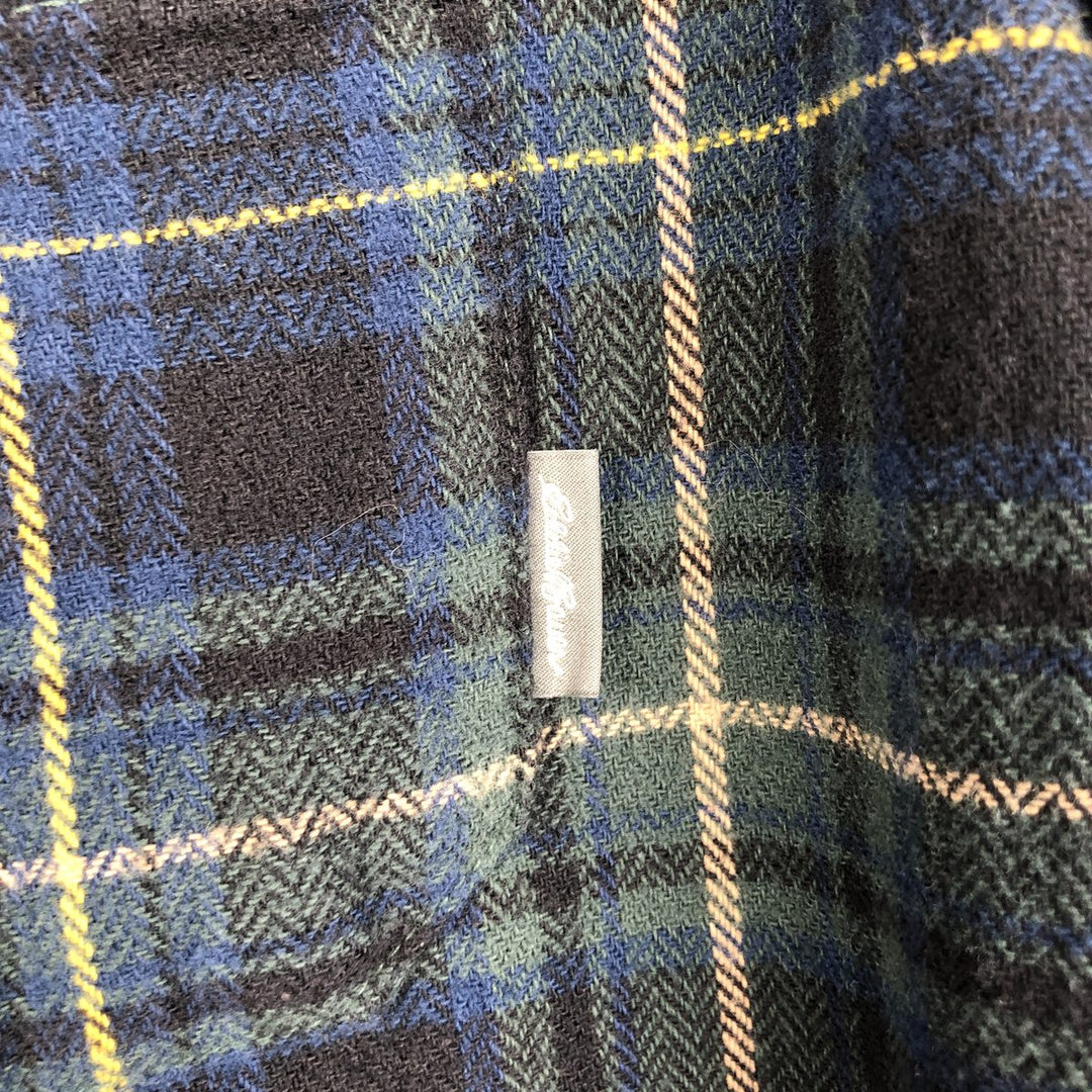 Eddie Bauer Light Flannel Check Shirt, Long Sleeve, Button-Down, Men's Size Medium cotton navy blue type Vintage Second Hand