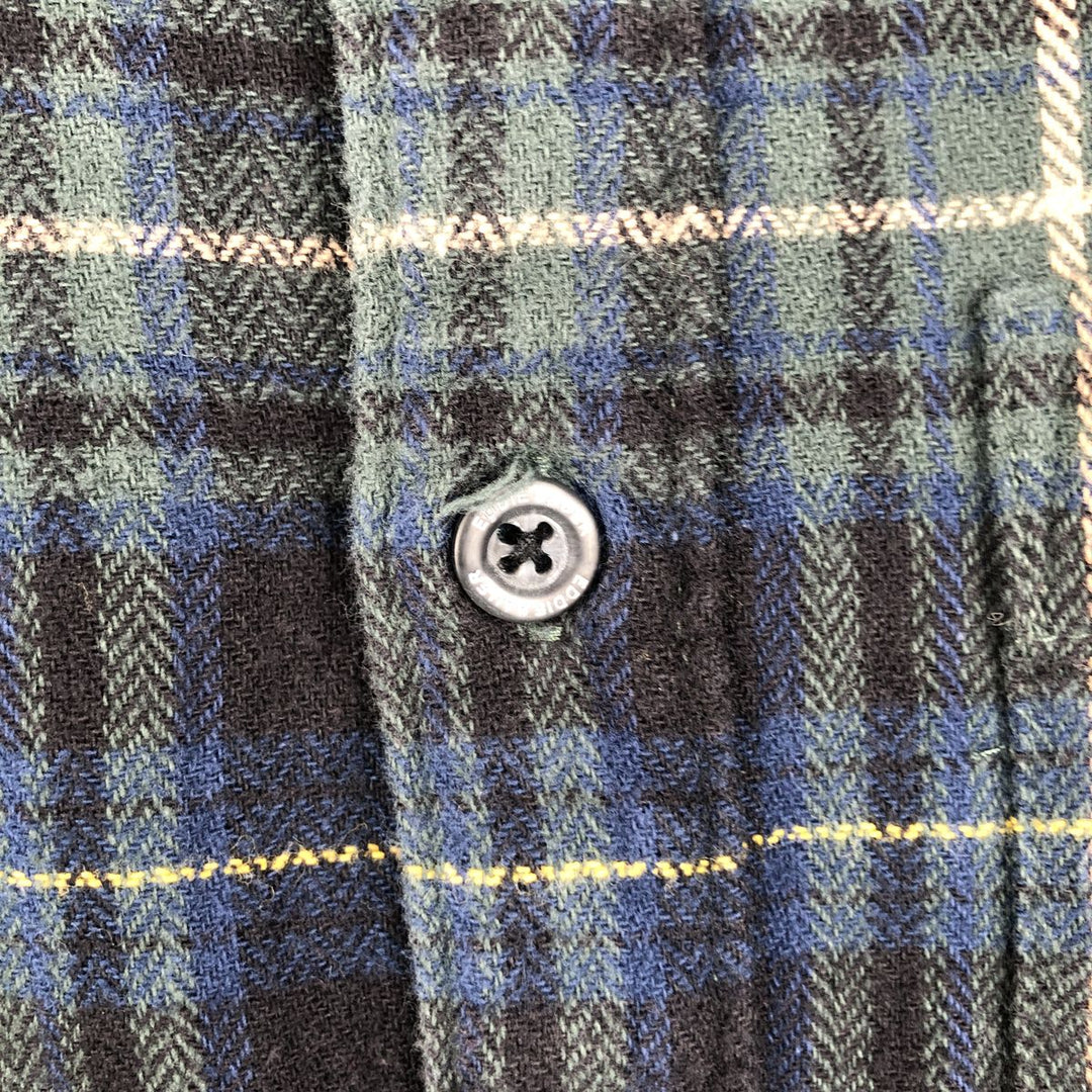 Eddie Bauer Light Flannel Check Shirt, Long Sleeve, Button-Down, Men's Size Medium cotton navy blue type Vintage Second Hand