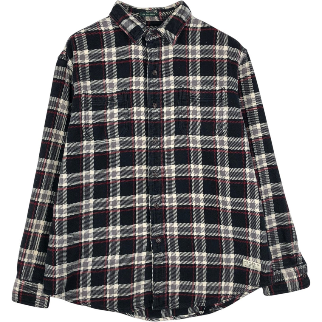 GH BASS & CO. Check Pattern Long-Sleeve Flannel Check Shirt, Men's Size L (approx.) cotton black type Vintage Second Hand