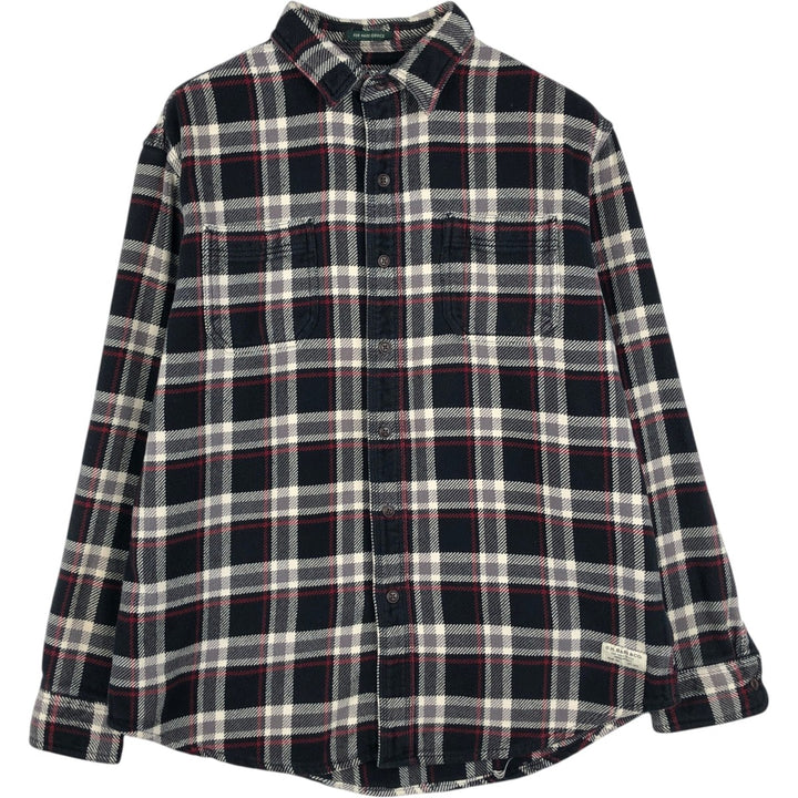 GH BASS & CO. Check Pattern Long-Sleeve Flannel Check Shirt, Men's Size L (approx.) cotton black type Vintage Second Hand