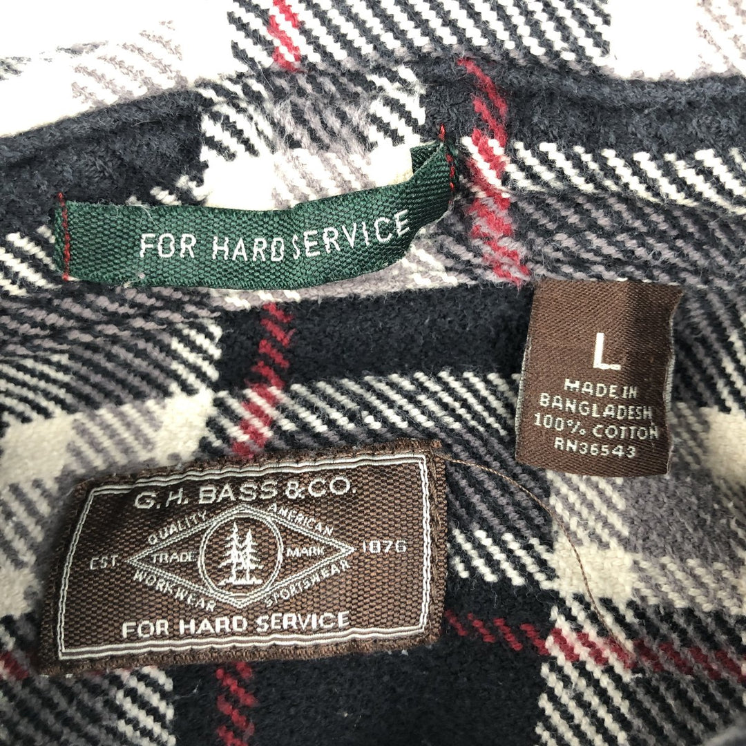 GH BASS & CO. Check Pattern Long-Sleeve Flannel Check Shirt, Men's Size L (approx.) cotton black type Vintage Second Hand