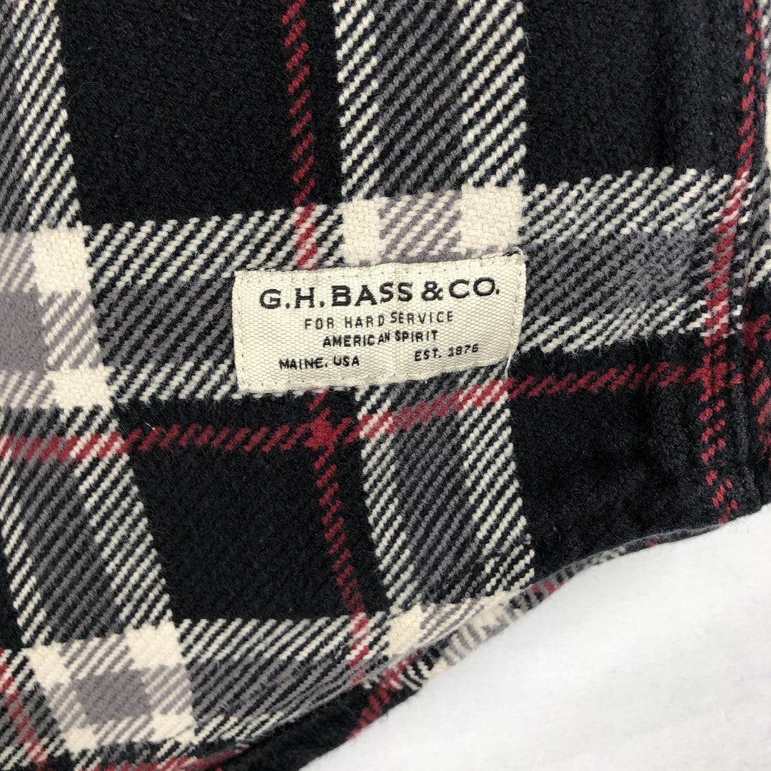 GH BASS & CO. Check Pattern Long-Sleeve Flannel Check Shirt, Men's Size L (approx.) cotton black type Vintage Second Hand