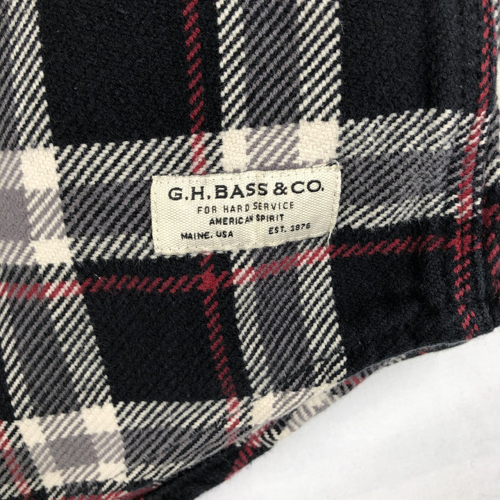 GH BASS & CO. Check Pattern Long-Sleeve Flannel Check Shirt, Men's Size L (approx.) cotton black type Vintage Second Hand
