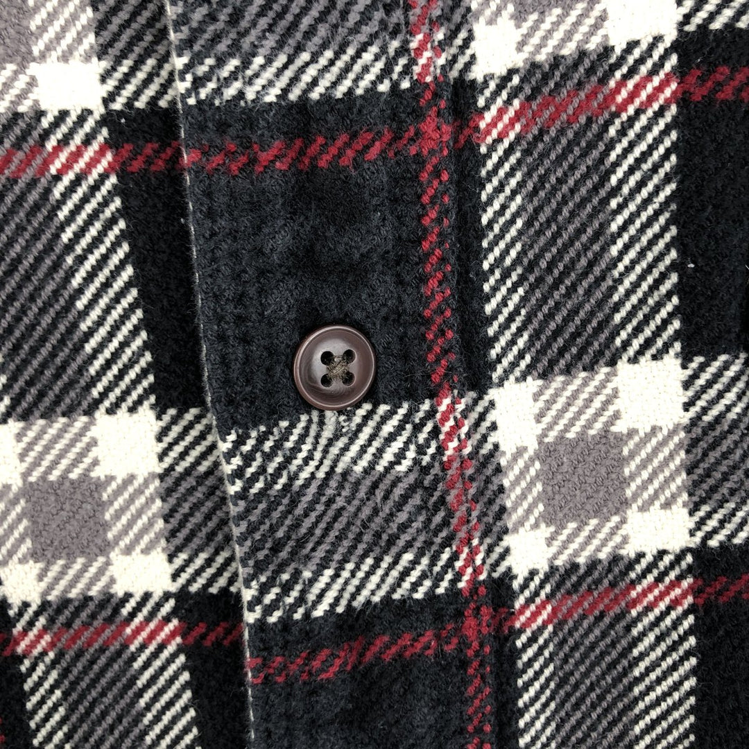 GH BASS & CO. Check Pattern Long-Sleeve Flannel Check Shirt, Men's Size L (approx.) cotton black type Vintage Second Hand