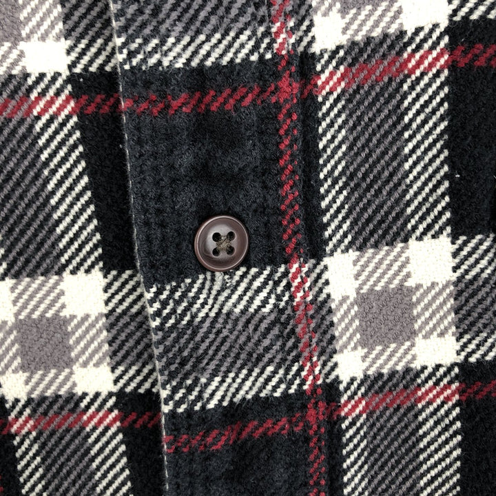 GH BASS & CO. Check Pattern Long-Sleeve Flannel Check Shirt, Men's Size L (approx.) cotton black type Vintage Second Hand