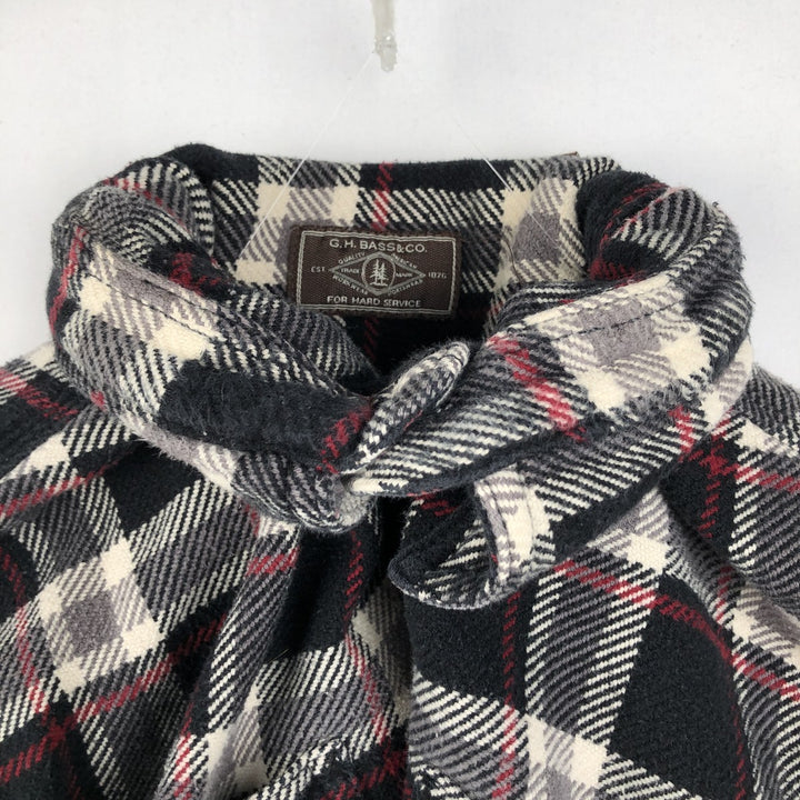 GH BASS & CO. Check Pattern Long-Sleeve Flannel Check Shirt, Men's Size L (approx.) cotton black type Vintage Second Hand