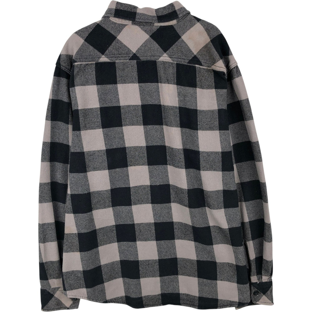Dickies Buffalo Check Long-Sleeve Heavy Flannel Check Shirt, Men's Size L (Equivalent), Vintage cotton black type Vintage Second Hand