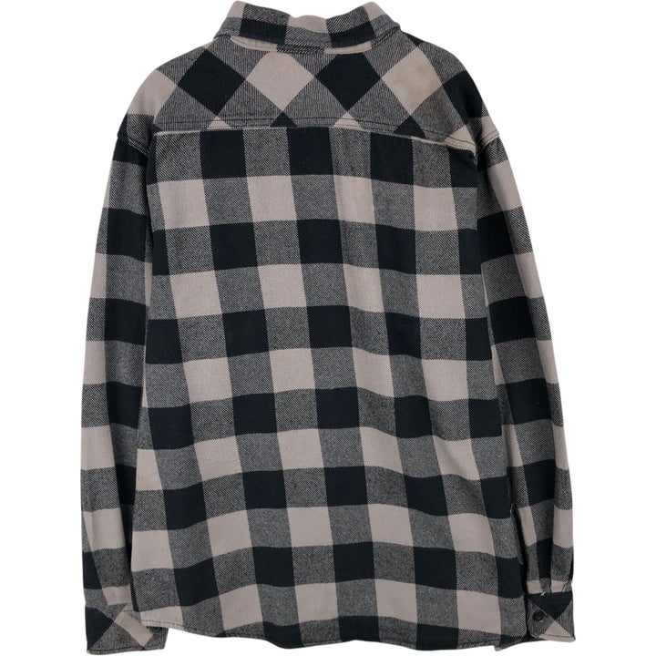 Dickies Buffalo Check Long-Sleeve Heavy Flannel Check Shirt, Men's Size L (Equivalent), Vintage cotton black type Vintage Second Hand