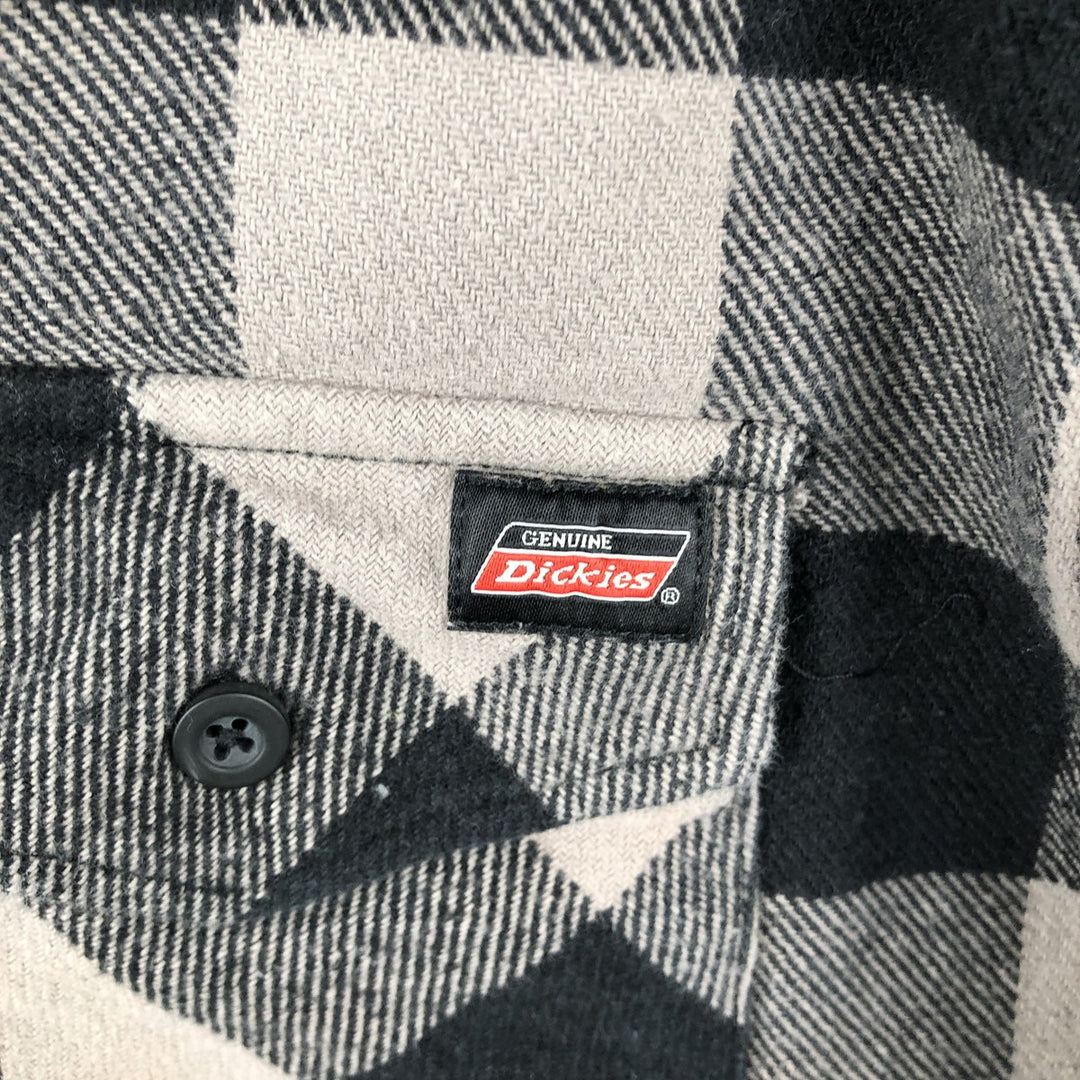 Dickies Buffalo Check Long-Sleeve Heavy Flannel Check Shirt, Men's Size L (Equivalent), Vintage cotton black type Vintage Second Hand