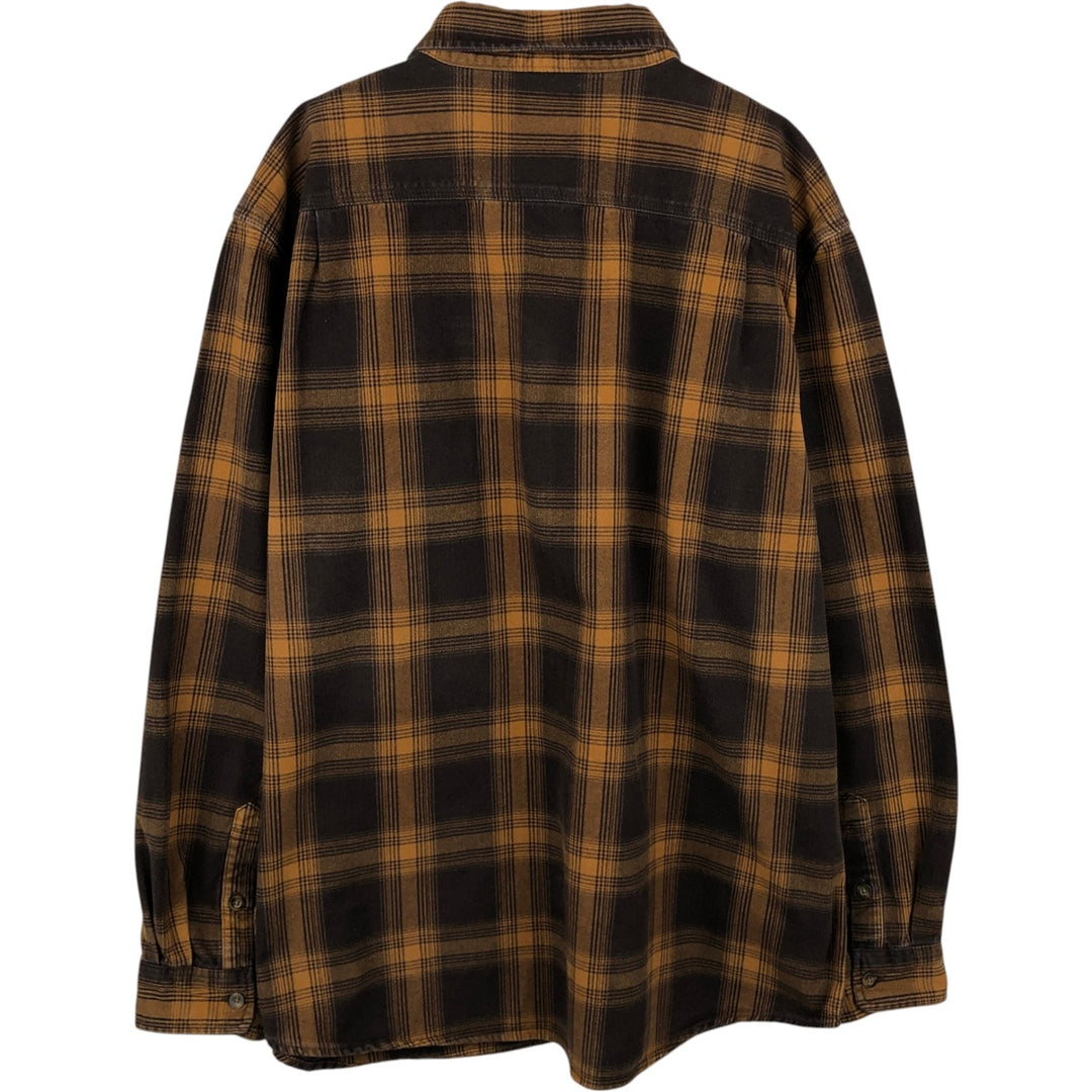 Carhartt ORIGINAL FIT long sleeve flannel check shirt, men's XL size cotton brown type Vintage Second Hand