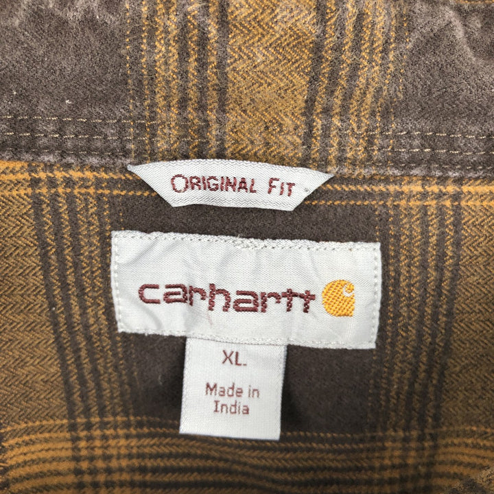Carhartt ORIGINAL FIT long sleeve flannel check shirt, men's XL size cotton brown type Vintage Second Hand