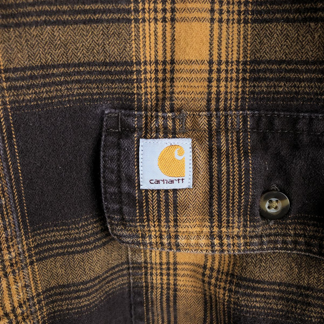 Carhartt ORIGINAL FIT long sleeve flannel check shirt, men's XL size cotton brown type Vintage Second Hand