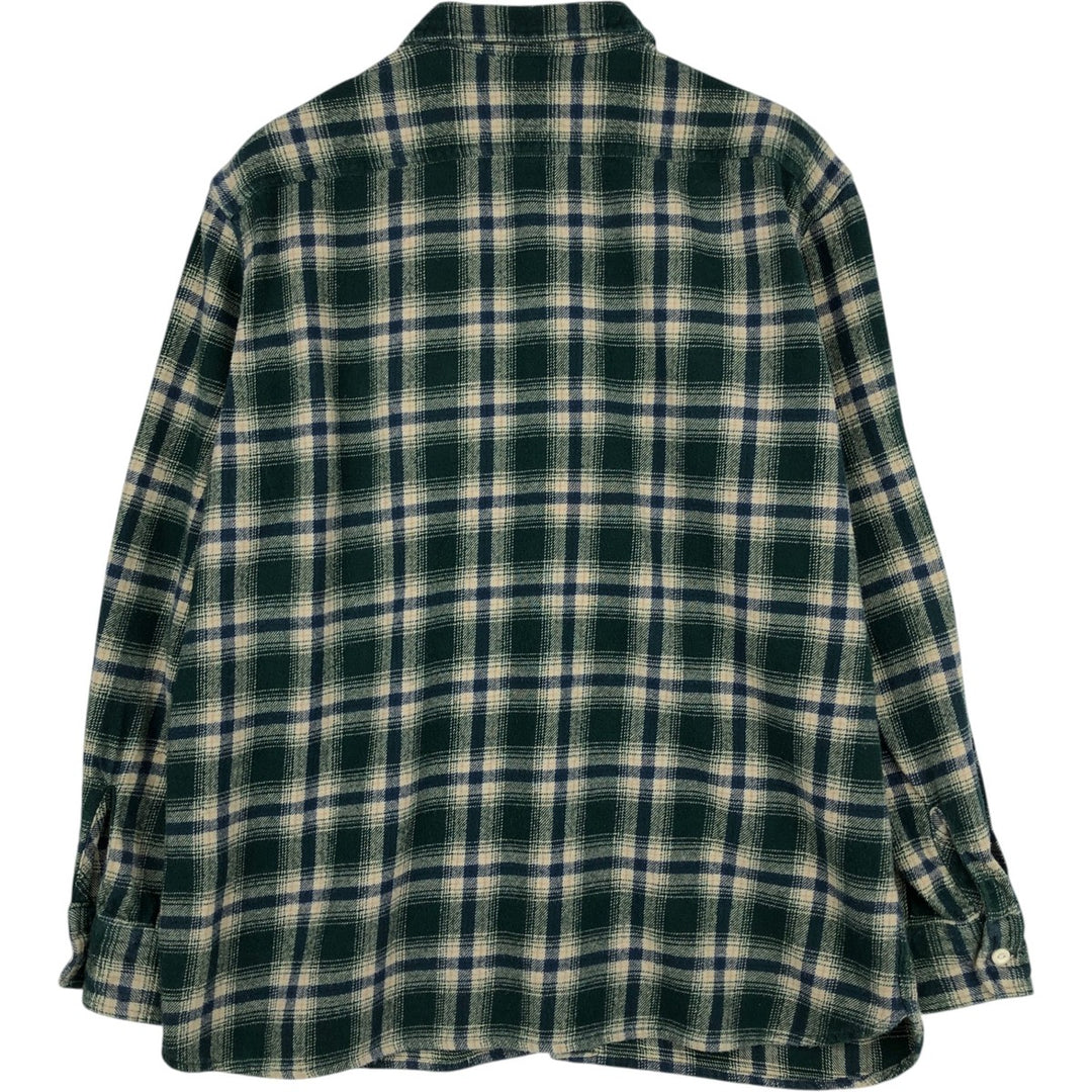 Levi's Relaxed Long-Sleeve Flannel Check Shirt, Men's Size L (approx.) cotton green type Vintage Second Hand