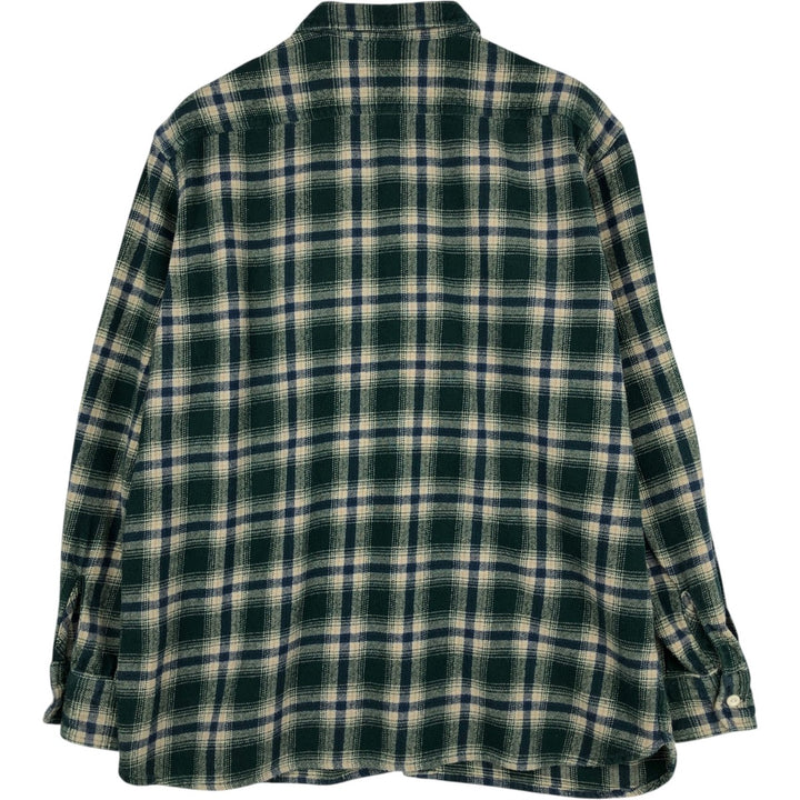 Levi's Relaxed Long-Sleeve Flannel Check Shirt, Men's Size L (approx.) cotton green type Vintage Second Hand