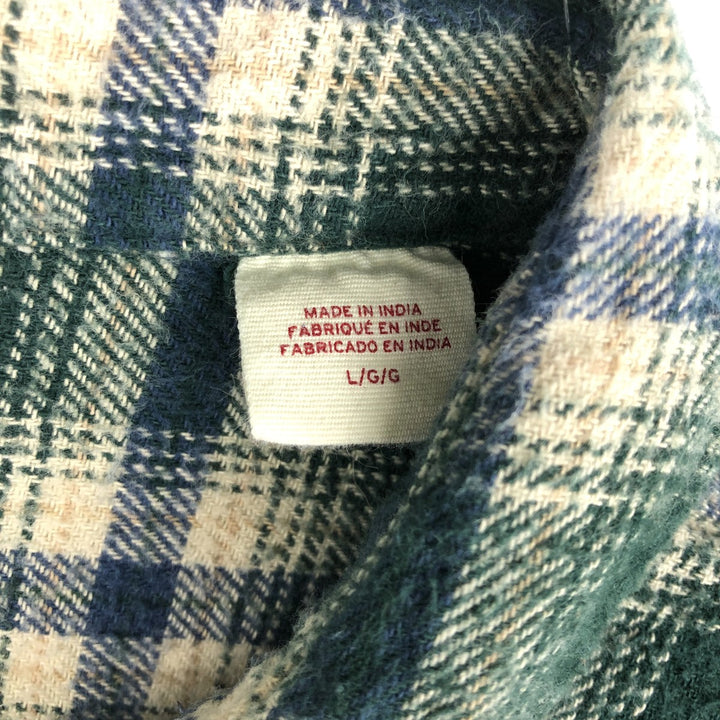 Levi's Relaxed Long-Sleeve Flannel Check Shirt, Men's Size L (approx.) cotton green type Vintage Second Hand