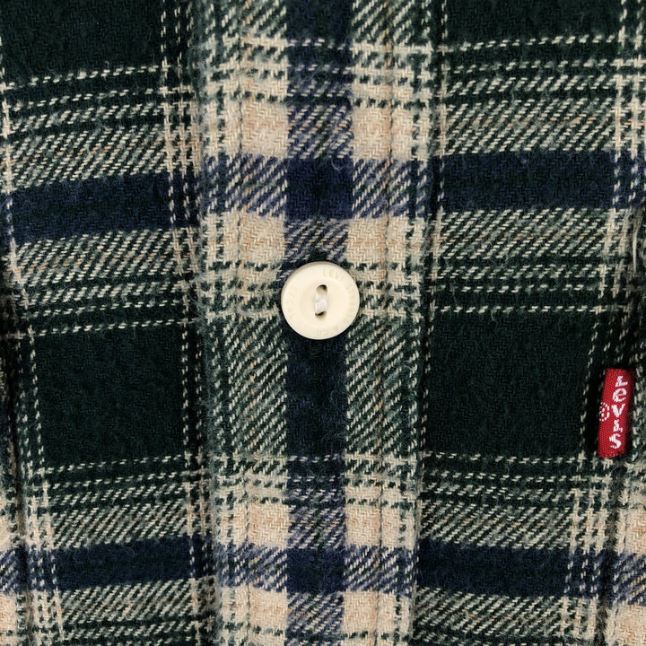 Levi's Relaxed Long-Sleeve Flannel Check Shirt, Men's Size L (approx.) cotton green type Vintage Second Hand