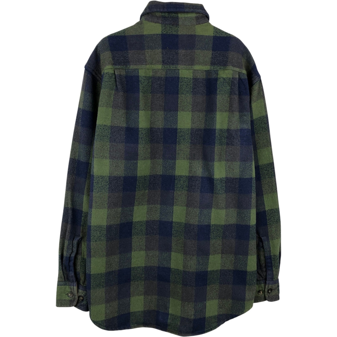90s-00'S St. John's Bay Browny Long-Sleeve Flannel Check Shirt, Men's Size M (approx.), Vintage cotton green type Vintage Second Hand