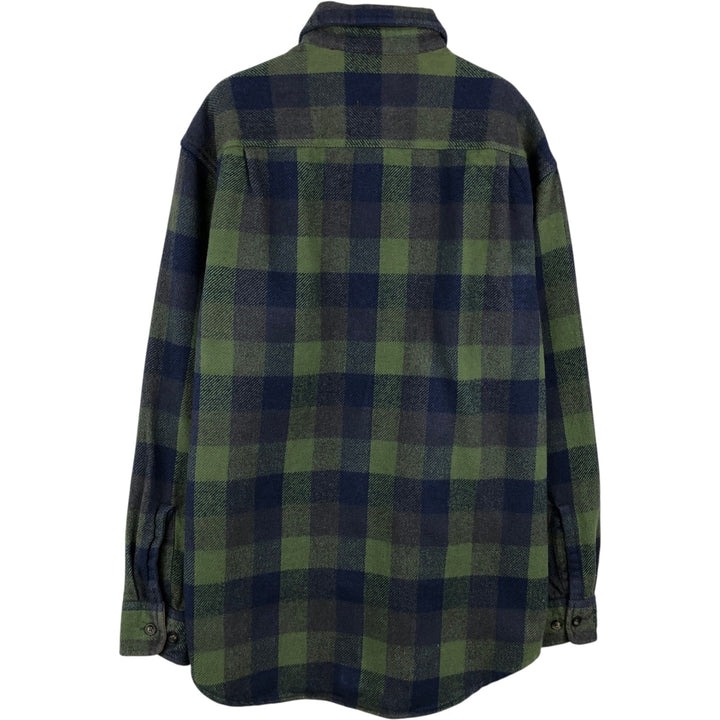 90s-00'S St. John's Bay Browny Long-Sleeve Flannel Check Shirt, Men's Size M (approx.), Vintage cotton green type Vintage Second Hand
