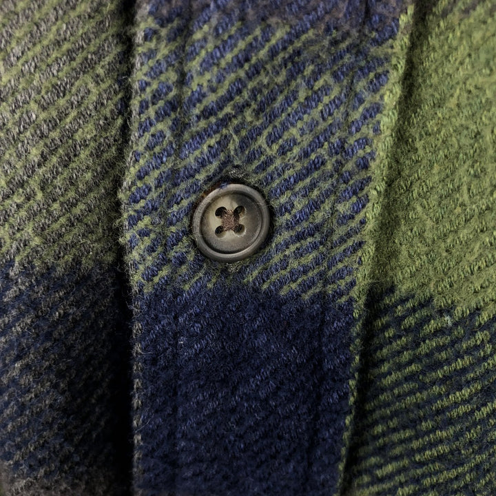 90s-00'S St. John's Bay Browny Long-Sleeve Flannel Check Shirt, Men's Size M (approx.), Vintage cotton green type Vintage Second Hand