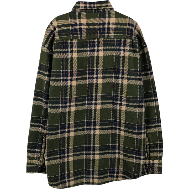 90s-00'S Vintage St. John's Bay Long Sleeve Flannel Check Shirt, Men's Size L cotton green type Vintage Second Hand