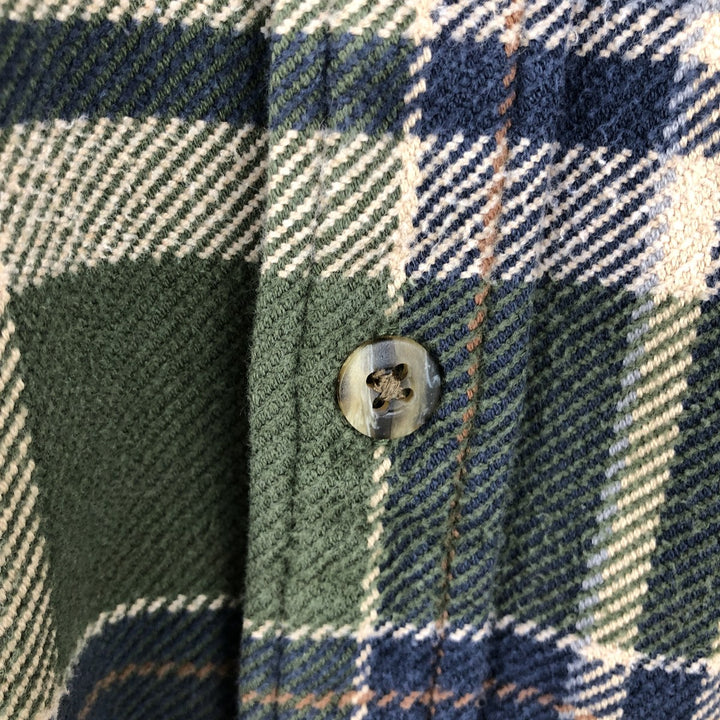 90s-00'S Vintage St. John's Bay Long Sleeve Flannel Check Shirt, Men's Size L cotton green type Vintage Second Hand