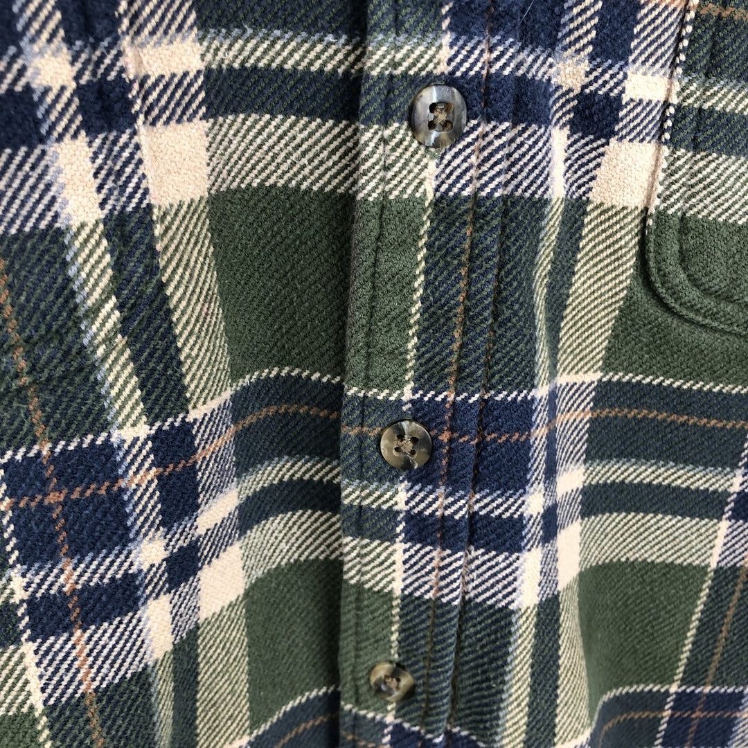90s-00'S Vintage St. John's Bay Long Sleeve Flannel Check Shirt, Men's Size L cotton green type Vintage Second Hand