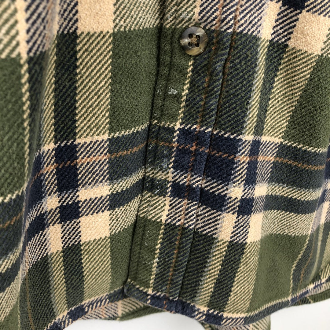 90s-00'S Vintage St. John's Bay Long Sleeve Flannel Check Shirt, Men's Size L cotton green type Vintage Second Hand