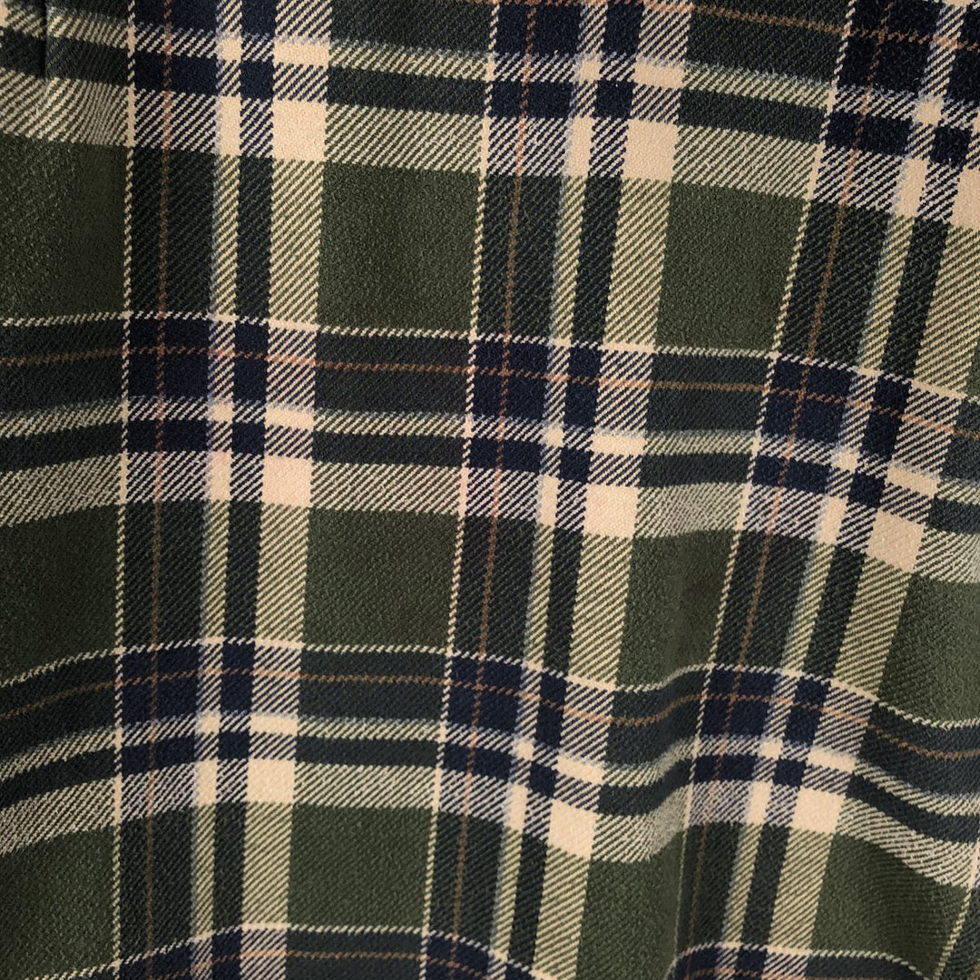 90s-00'S Vintage St. John's Bay Long Sleeve Flannel Check Shirt, Men's Size L cotton green type Vintage Second Hand