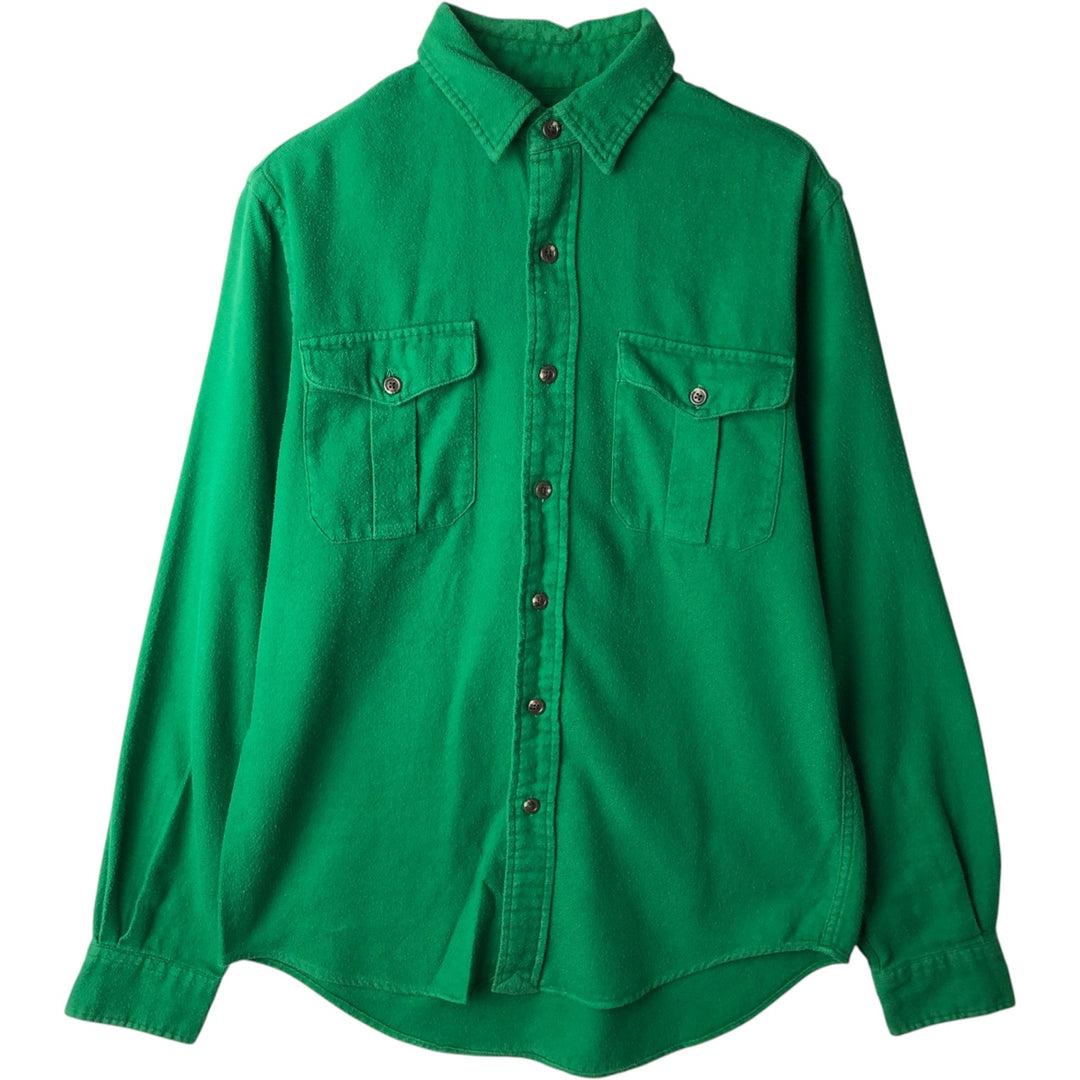 Ralph Lauren POLO by Ralph Lauren Long-Sleeve Chamois Cloth Shirt, Men's Size S (approx.) cotton green type Vintage Second Hand
