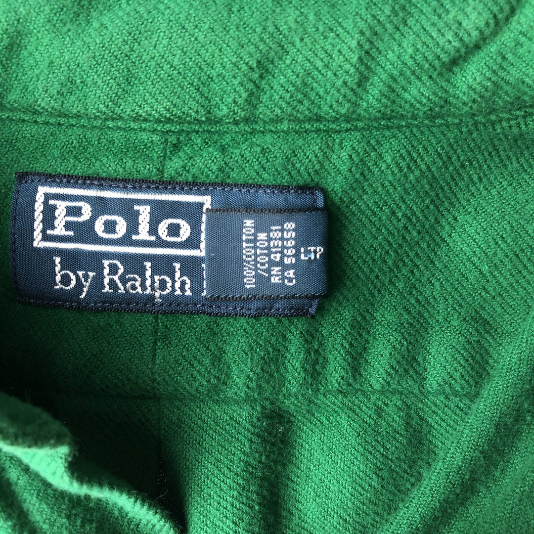 Ralph Lauren POLO by Ralph Lauren Long-Sleeve Chamois Cloth Shirt, Men's Size S (approx.) cotton green type Vintage Second Hand