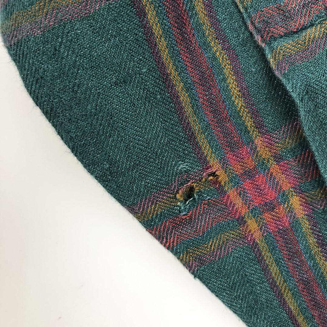 90'S GAP Old Gap Long Sleeve Light Nell Check Shirt Men's L Size Vintage linen Green type dark green Vintage Second Hand