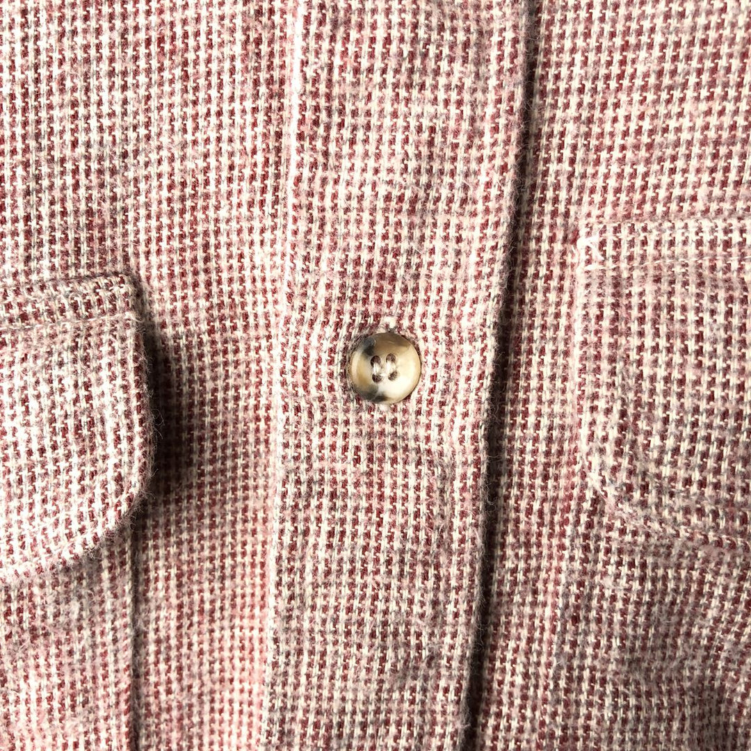 1990'S Eddie Bauer Black Tag Houndstooth Pattern Long-Sleeve Flannel Check Shirt, Men's Size L (Equivalent), Vintage unclear red type Vintage Second Hand