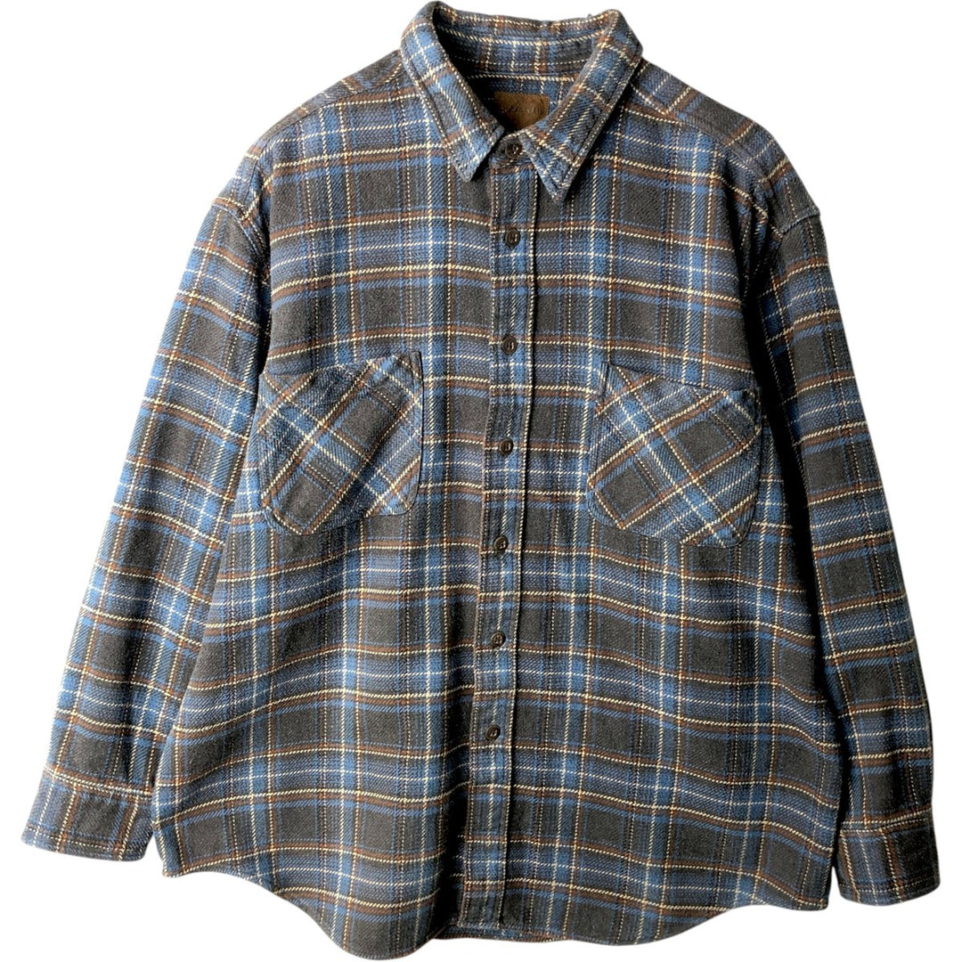 90s~00'S St. John's Bay Long Sleeve Heavy Flannel Check Shirt Men's XL Vintage cotton blue type Vintage Second Hand