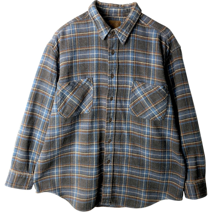 90s~00'S St. John's Bay Long Sleeve Heavy Flannel Check Shirt Men's XL Vintage cotton blue type Vintage Second Hand