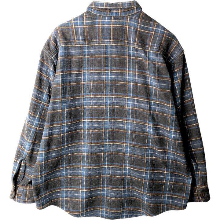 90s~00'S St. John's Bay Long Sleeve Heavy Flannel Check Shirt Men's XL Vintage cotton blue type Vintage Second Hand