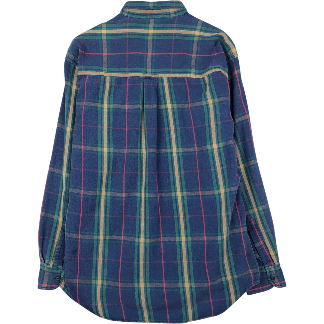 1980'S Ralph Lauren CHAPS Long-Sleeve Button-Down Light Flannel Check Shirt, Men's Size M (approx.), Vintage cotton blue type Vintage Second Hand