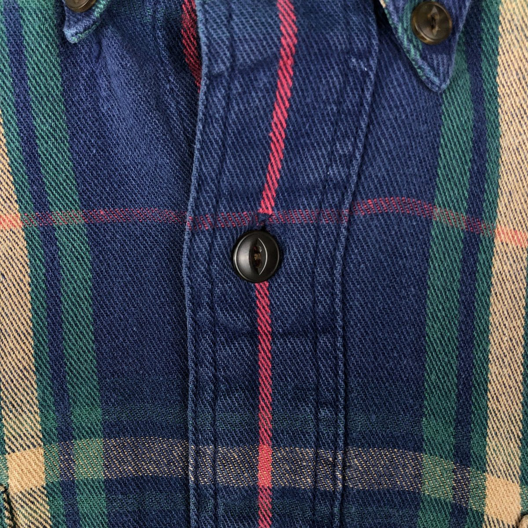 1980'S Ralph Lauren CHAPS Long-Sleeve Button-Down Light Flannel Check Shirt, Men's Size M (approx.), Vintage cotton blue type Vintage Second Hand