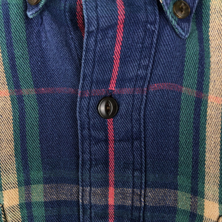 1980'S Ralph Lauren CHAPS Long-Sleeve Button-Down Light Flannel Check Shirt, Men's Size M (approx.), Vintage cotton blue type Vintage Second Hand