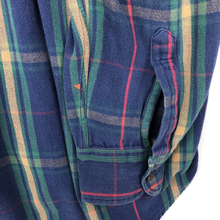 1980'S Ralph Lauren CHAPS Long-Sleeve Button-Down Light Flannel Check Shirt, Men's Size M (approx.), Vintage cotton blue type Vintage Second Hand
