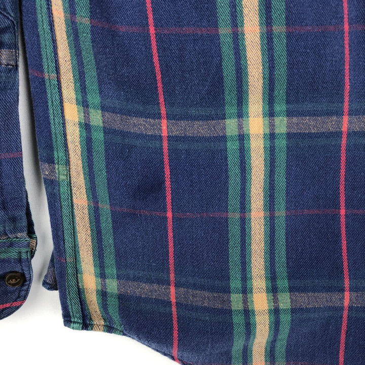 1980'S Ralph Lauren CHAPS Long-Sleeve Button-Down Light Flannel Check Shirt, Men's Size M (approx.), Vintage cotton blue type Vintage Second Hand