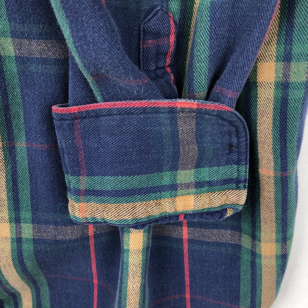 1980'S Ralph Lauren CHAPS Long-Sleeve Button-Down Light Flannel Check Shirt, Men's Size M (approx.), Vintage cotton blue type Vintage Second Hand