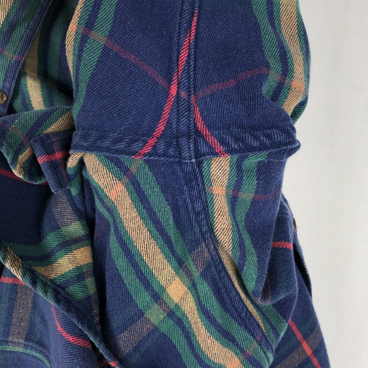 1980'S Ralph Lauren CHAPS Long-Sleeve Button-Down Light Flannel Check Shirt, Men's Size M (approx.), Vintage cotton blue type Vintage Second Hand