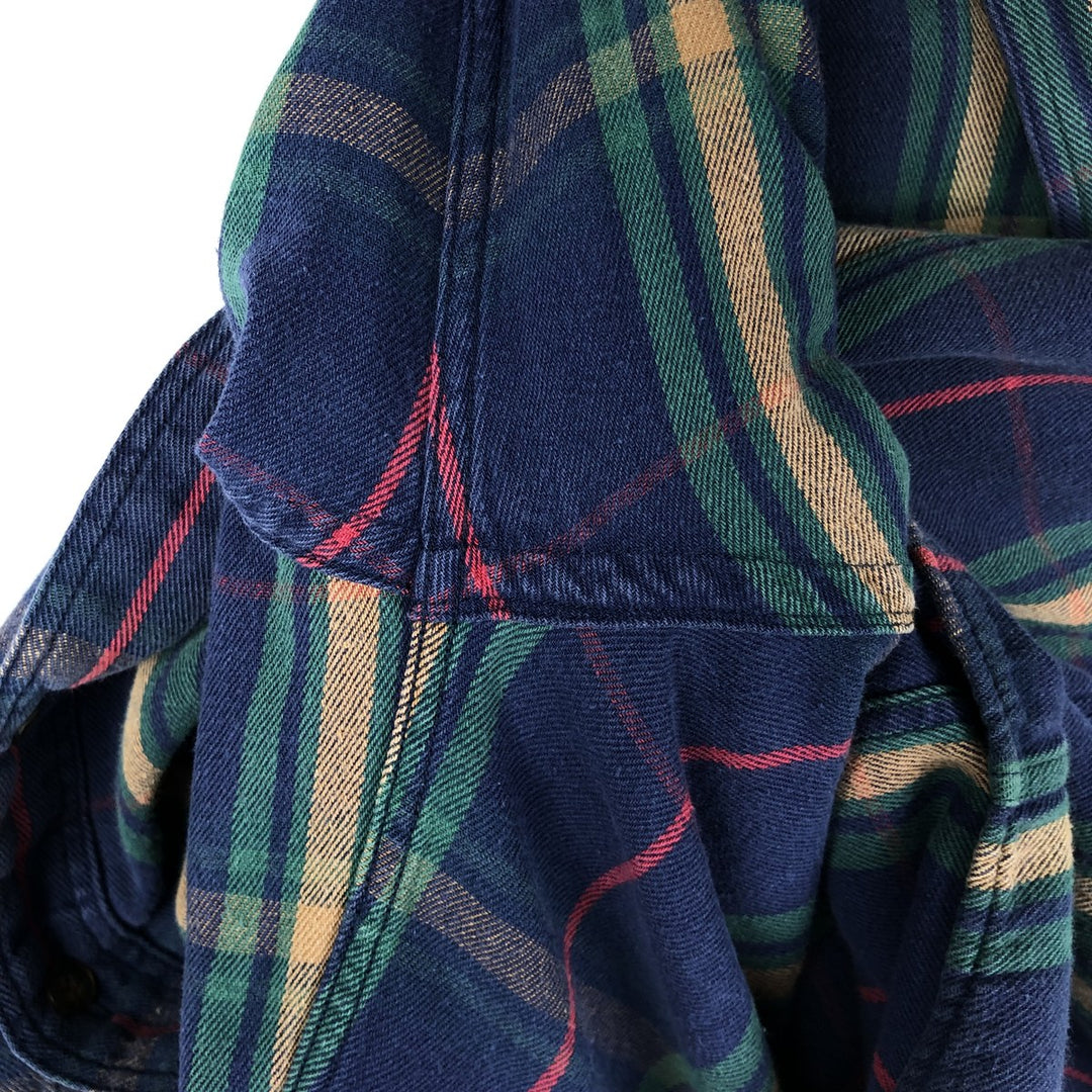 1980'S Ralph Lauren CHAPS Long-Sleeve Button-Down Light Flannel Check Shirt, Men's Size M (approx.), Vintage cotton blue type Vintage Second Hand
